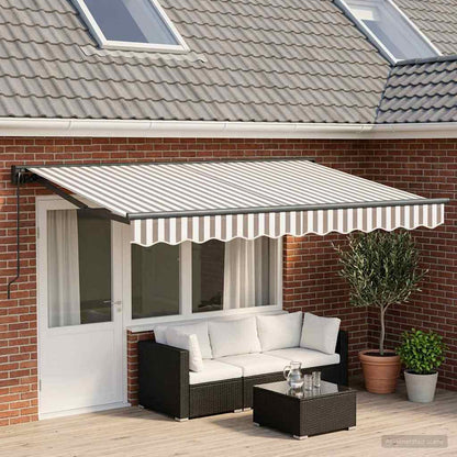 Retractable Awning Light Grey and White 4.5 x 3 m