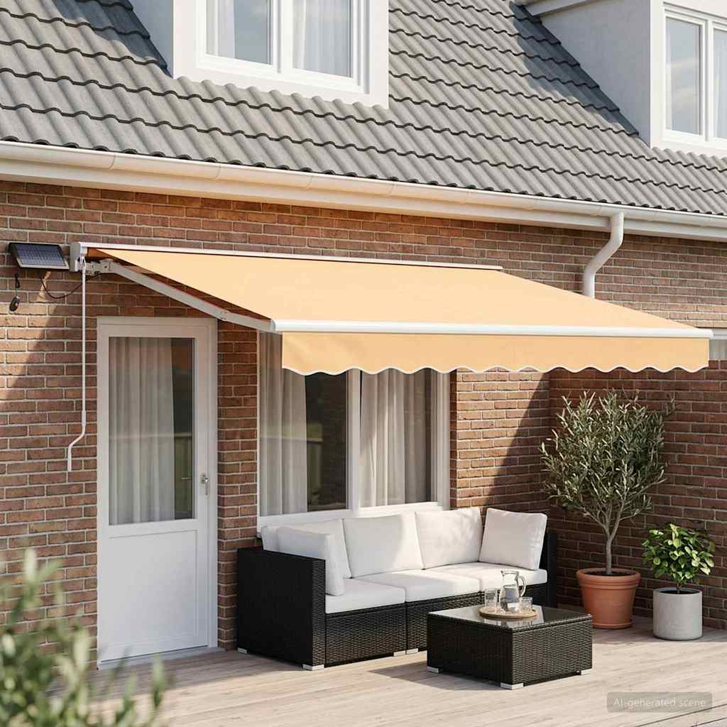Manual Awning Frame with LEDs Sand 4.5 x 3.5 m