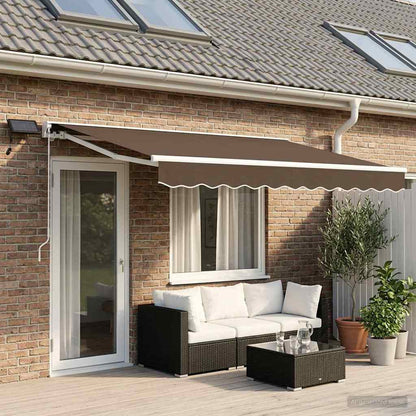 Manual Awning Frame with LEDs Taupe 5 x 3 m