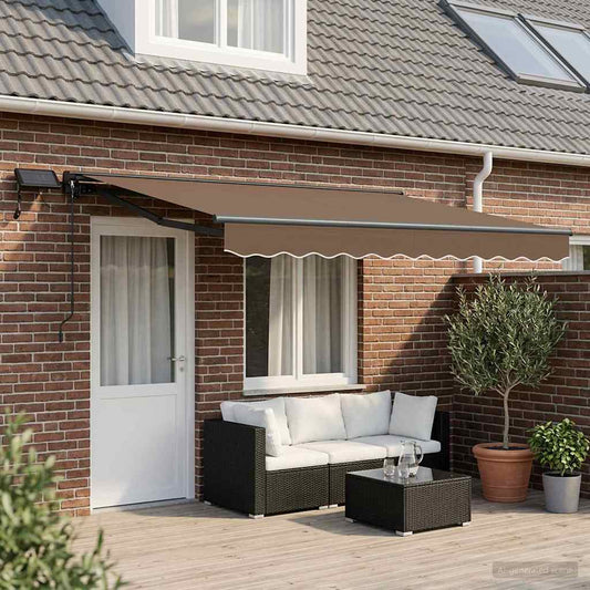 Manual Awning Frame with LEDs Taupe 5 x 3.5 m