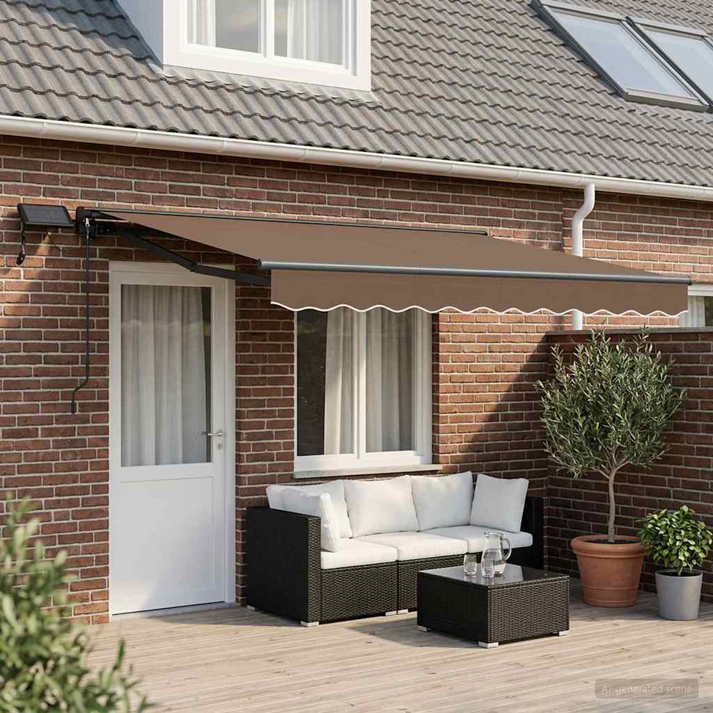 Manual Awning Frame with LEDs Taupe 4 x 3.5 m