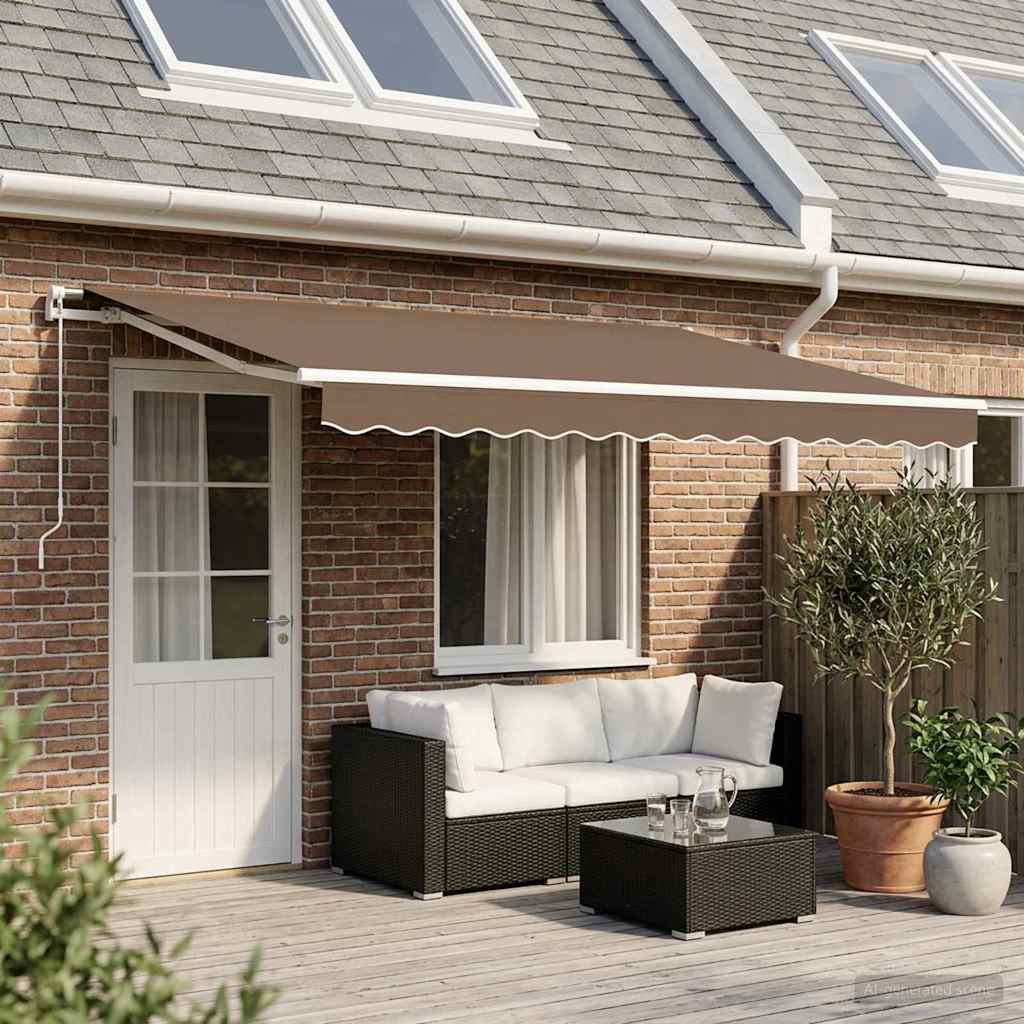 Retractable Awning Taupe 600 x 300 cm Polyester and Aluminium