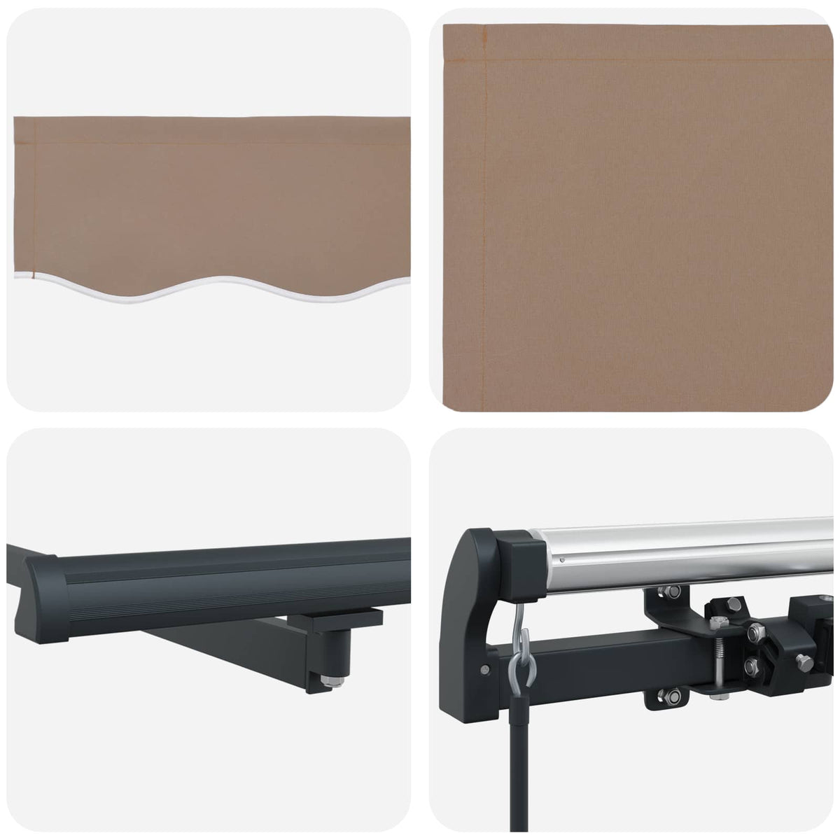 Retractable Awning Taupe 300 x 250 cm Fabric and Aluminium