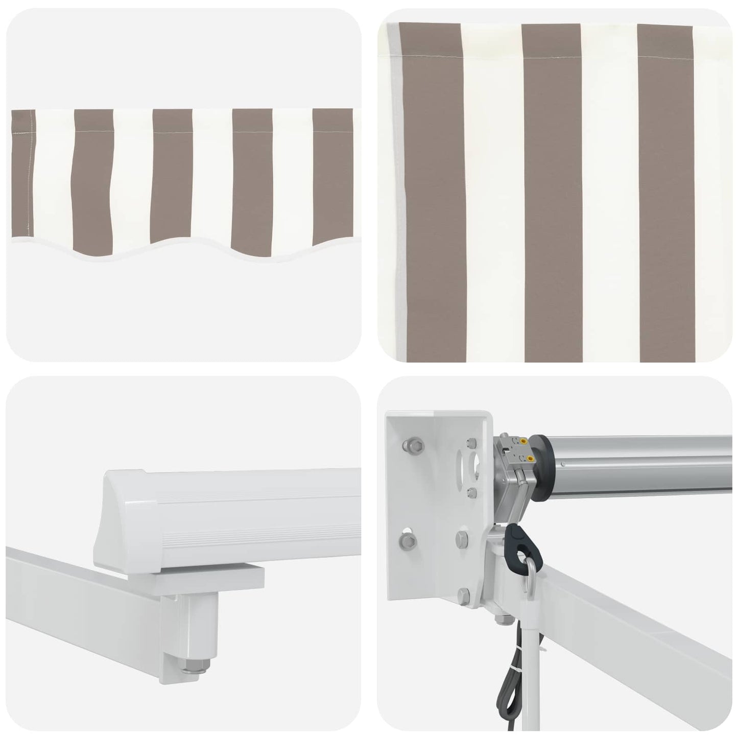 Electric Retractable Awning Light Grey and White 3 x 2.5 m