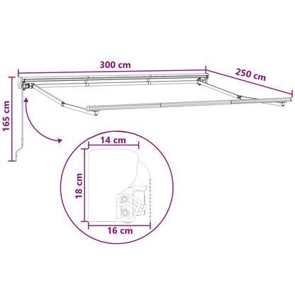 Manual Awning Frame with LEDs Sand 3 x 2.5 m