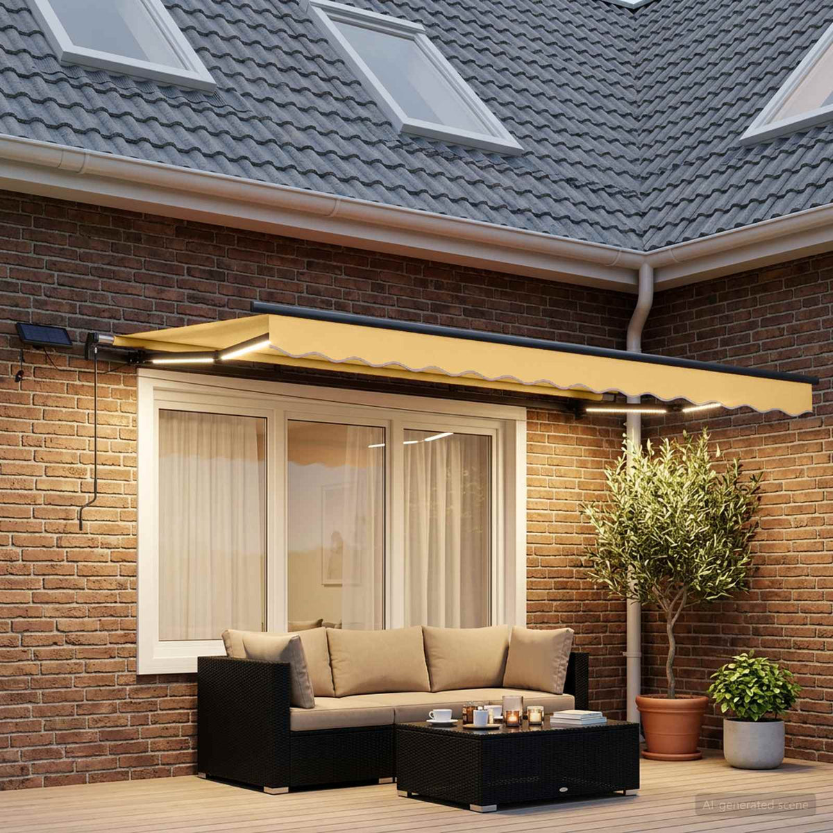 Retractable Awning Sand 350 x 250 cm Fabric and Aluminium