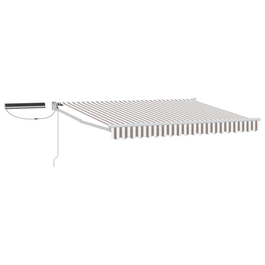 Solar Electric Awning 3.5 x 2.5 m Light Grey and White Stripe