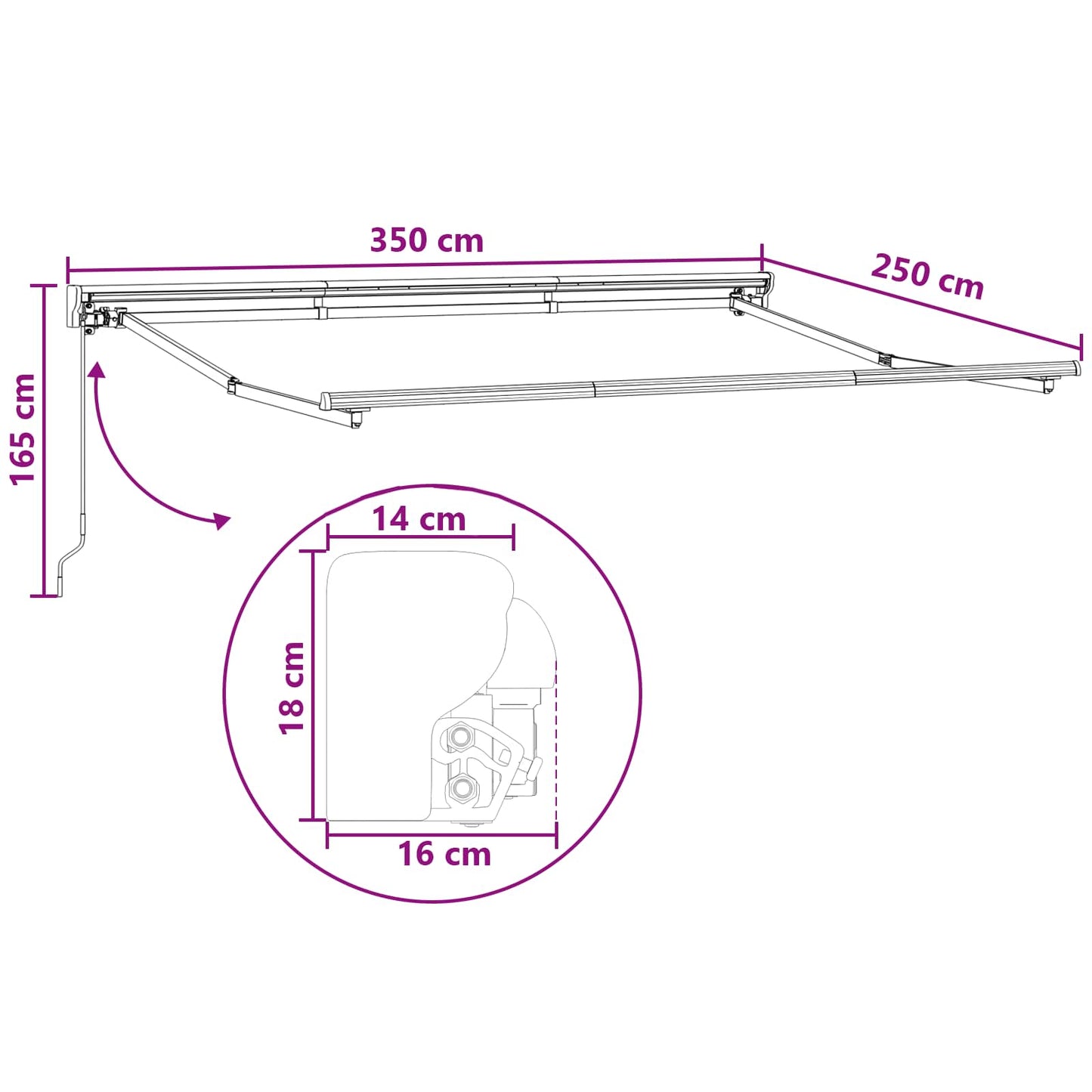 Retractable Awning Light Grey and White 3.5 x 2.5 m