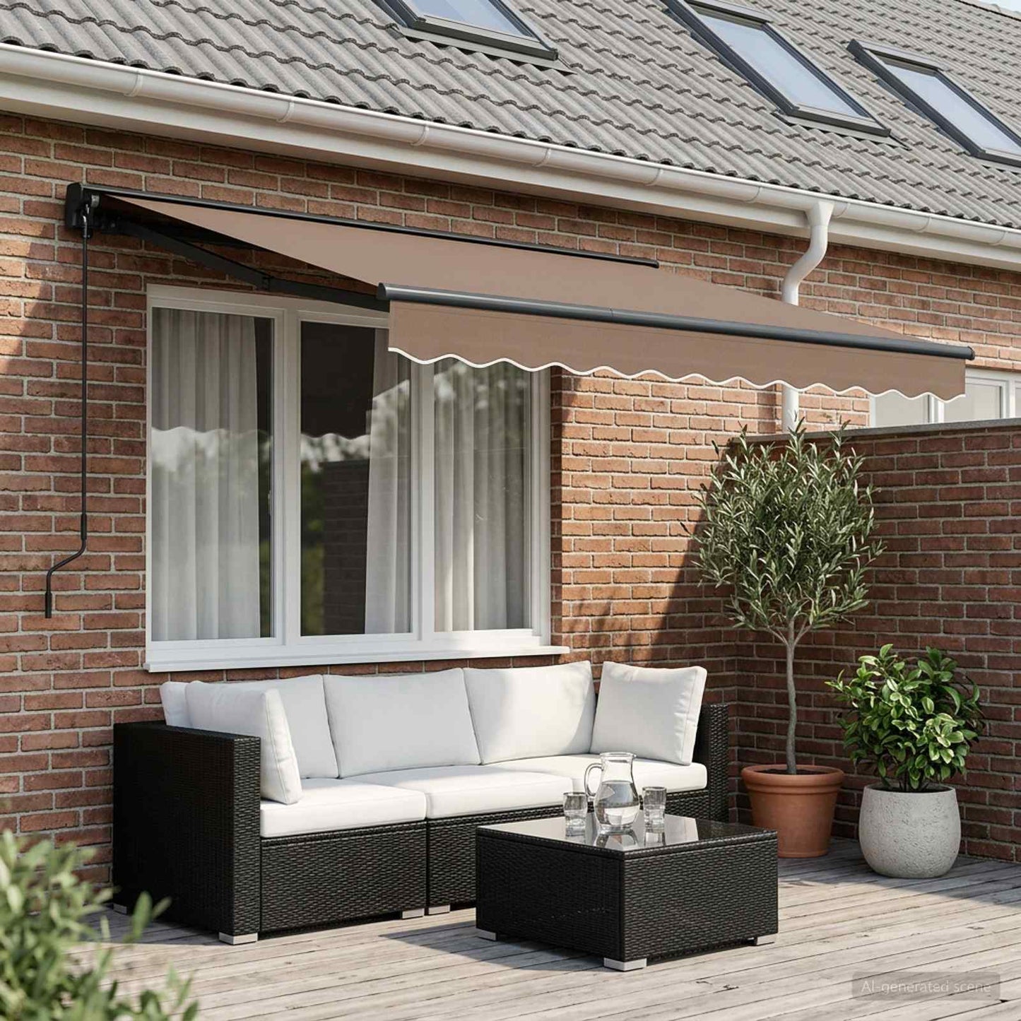 Retractable Awning Taupe 3.5 x 2.5 m Polyester and Aluminium