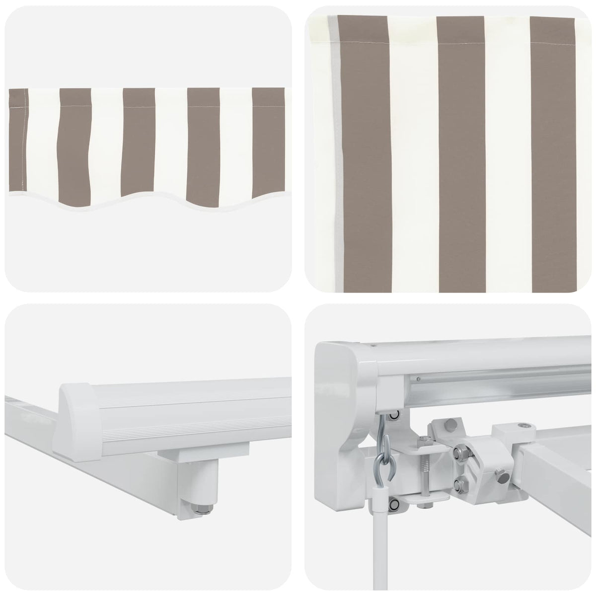 Manual Awning Frame with LEDs Light Grey and White 3.5 x 2.5 m