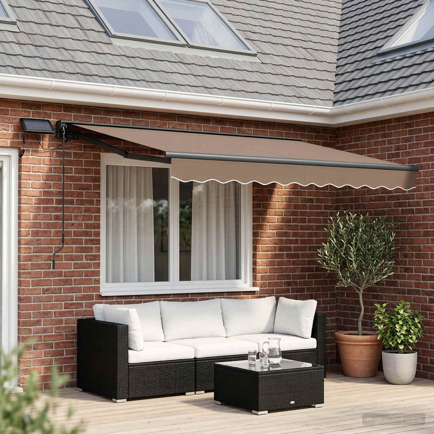 Manual Awning Frame with LEDs Taupe 3.5 x 2.5 m
