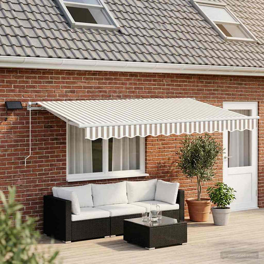 Retractable Awning Light Grey and White 600 x 350 cm