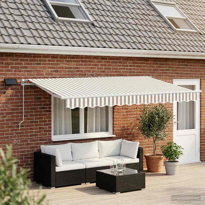 Retractable Awning Light Grey and White 450 x 300 cm