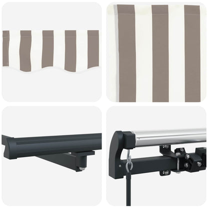 Retractable Awning Light Grey and White 400 x 300 cm