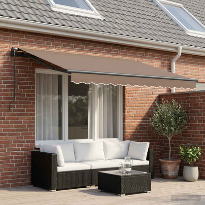 Retractable Awning Taupe 400 x 300 cm Polyester and Aluminium