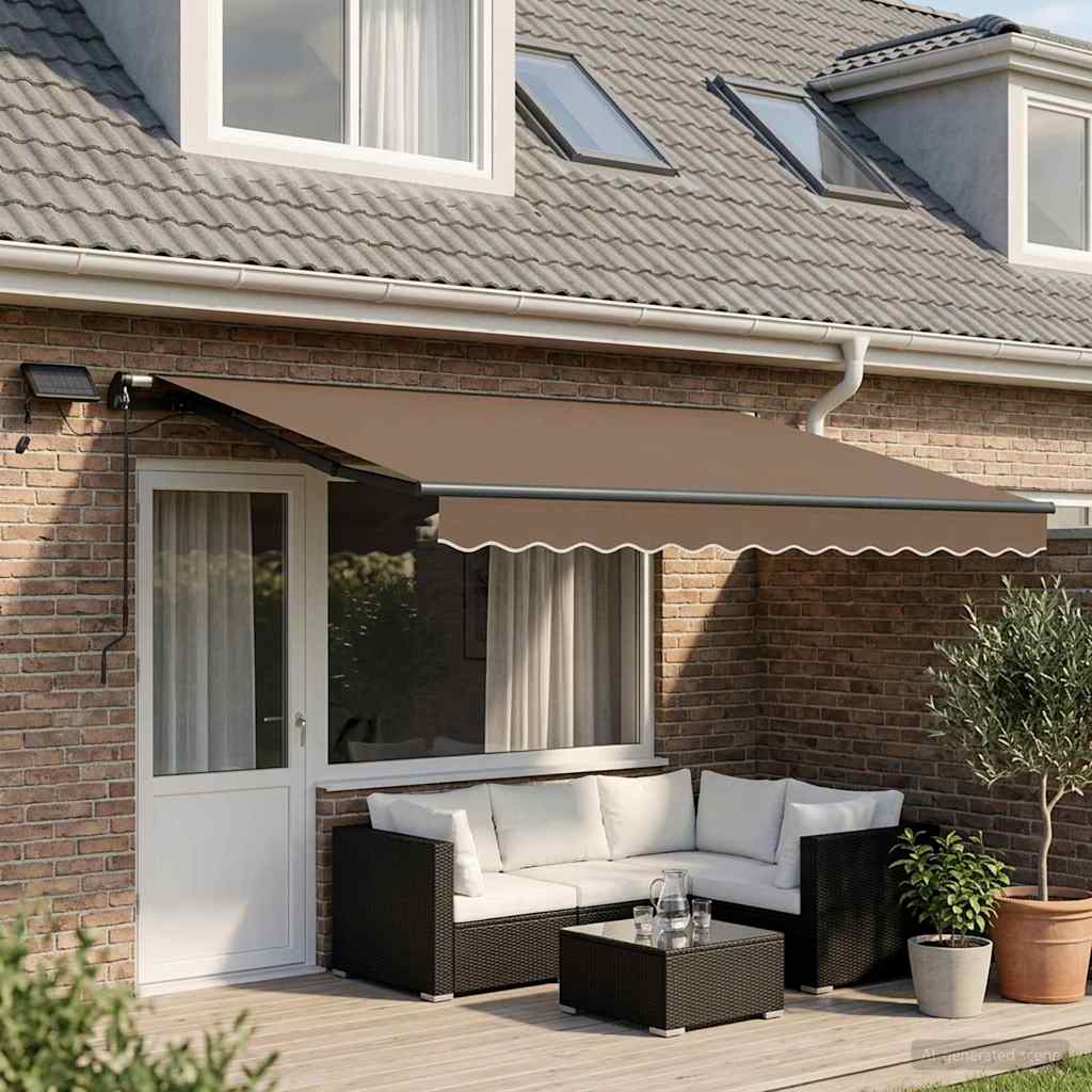 Retractable Awning Taupe 450 x 350 cm Fabric and Aluminium