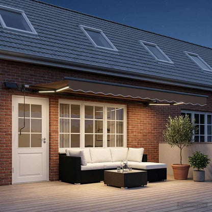 Retractable Awning Taupe 450 x 350 cm Fabric and Aluminium