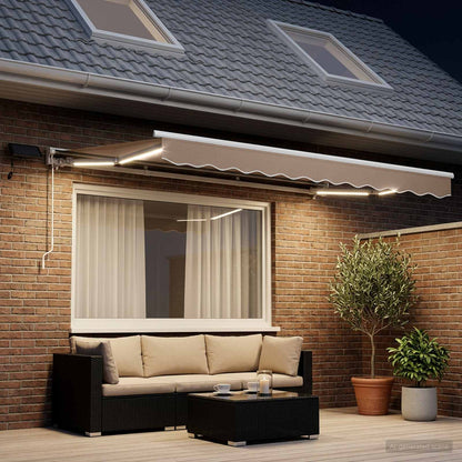 Manual Awning Frame with LEDs Taupe 4 x 3 m