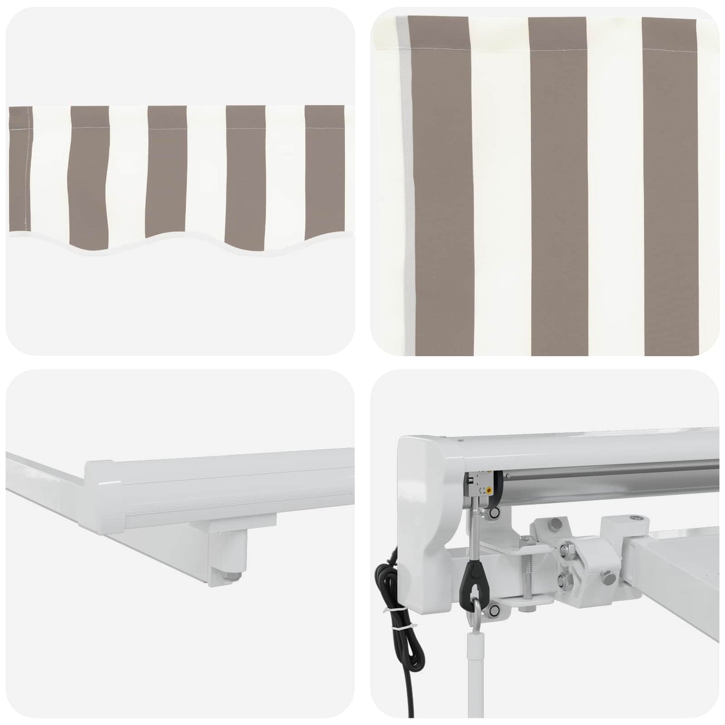 Electric Retractable Awning Light Grey and White 4 x 3 m