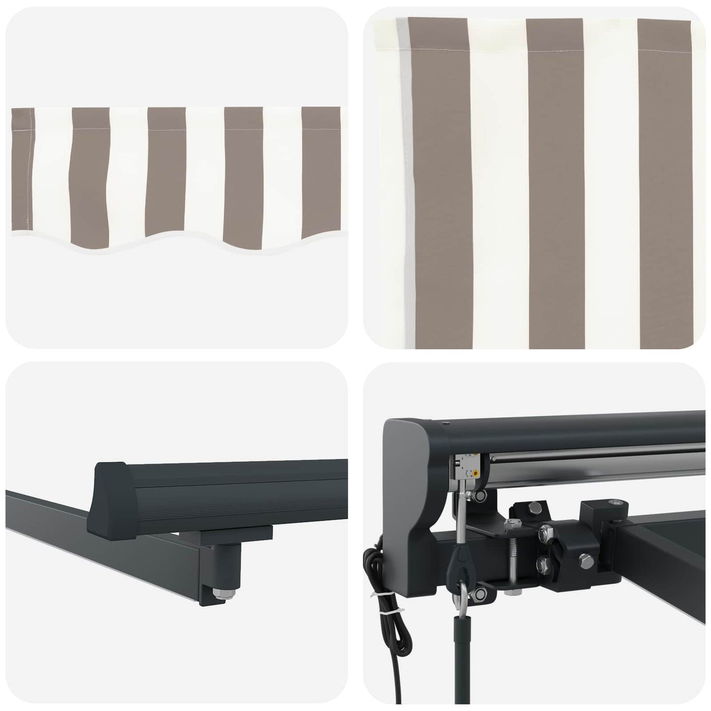 Electric Retractable Awning Light Grey and White 4 x 3 m