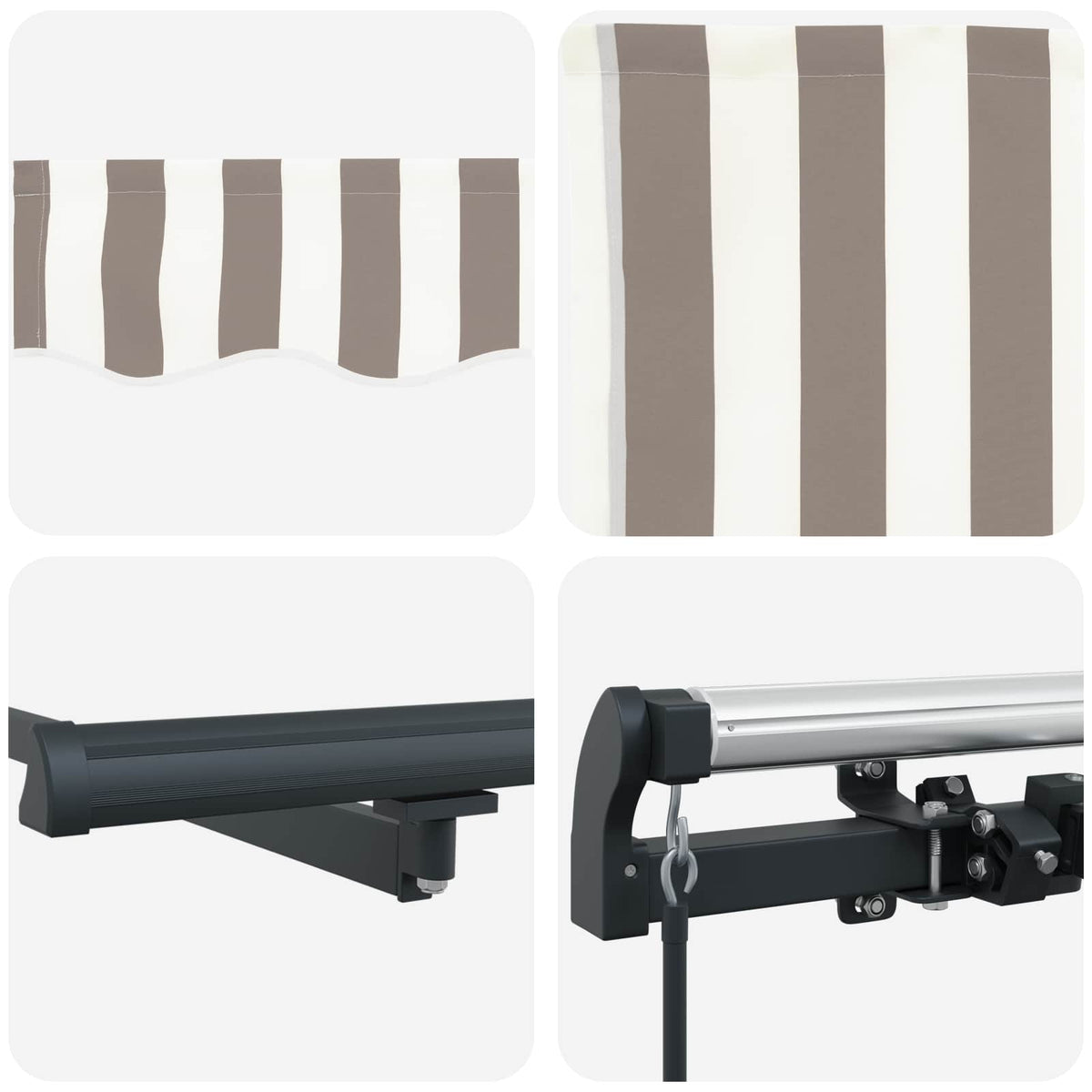 Retractable Awning Light Grey and White 400 x 350 cm