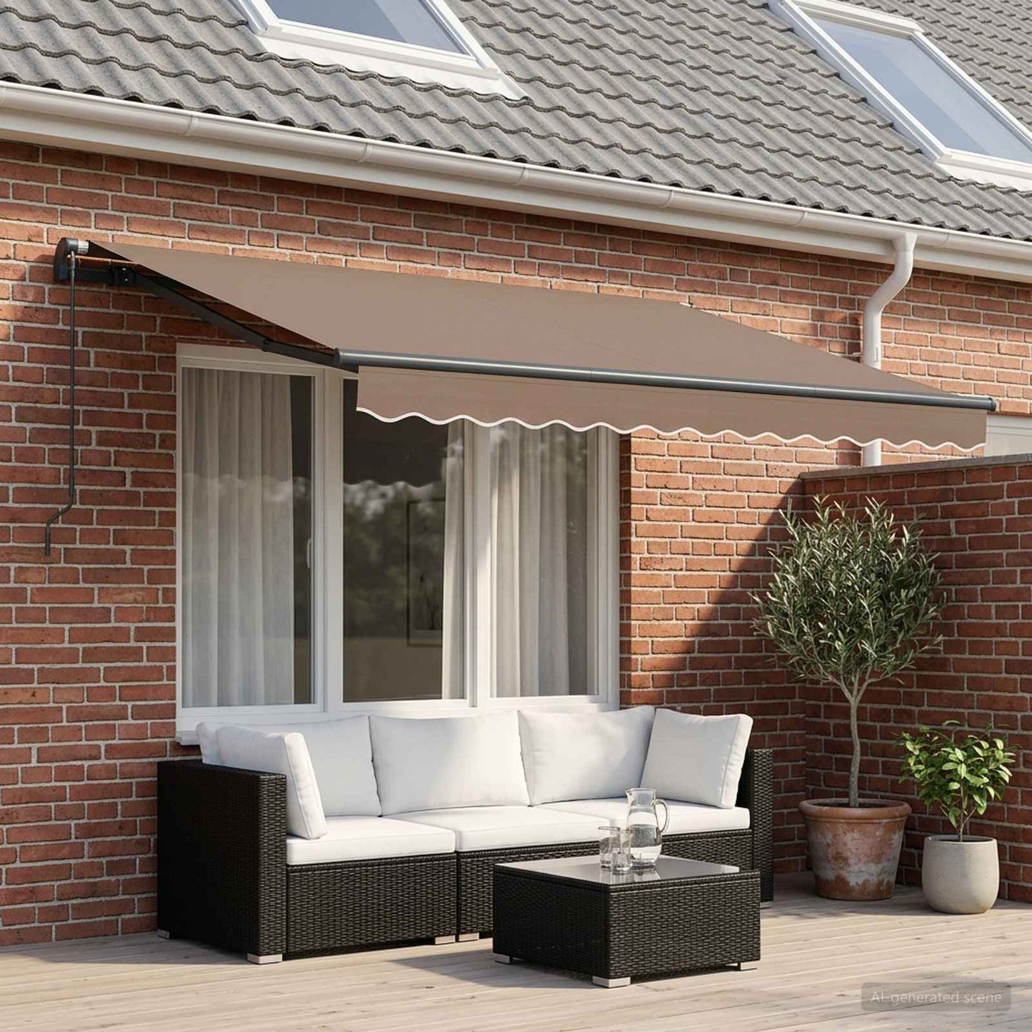 Retractable Awning Taupe 400 x 350 cm Polyester and Aluminium