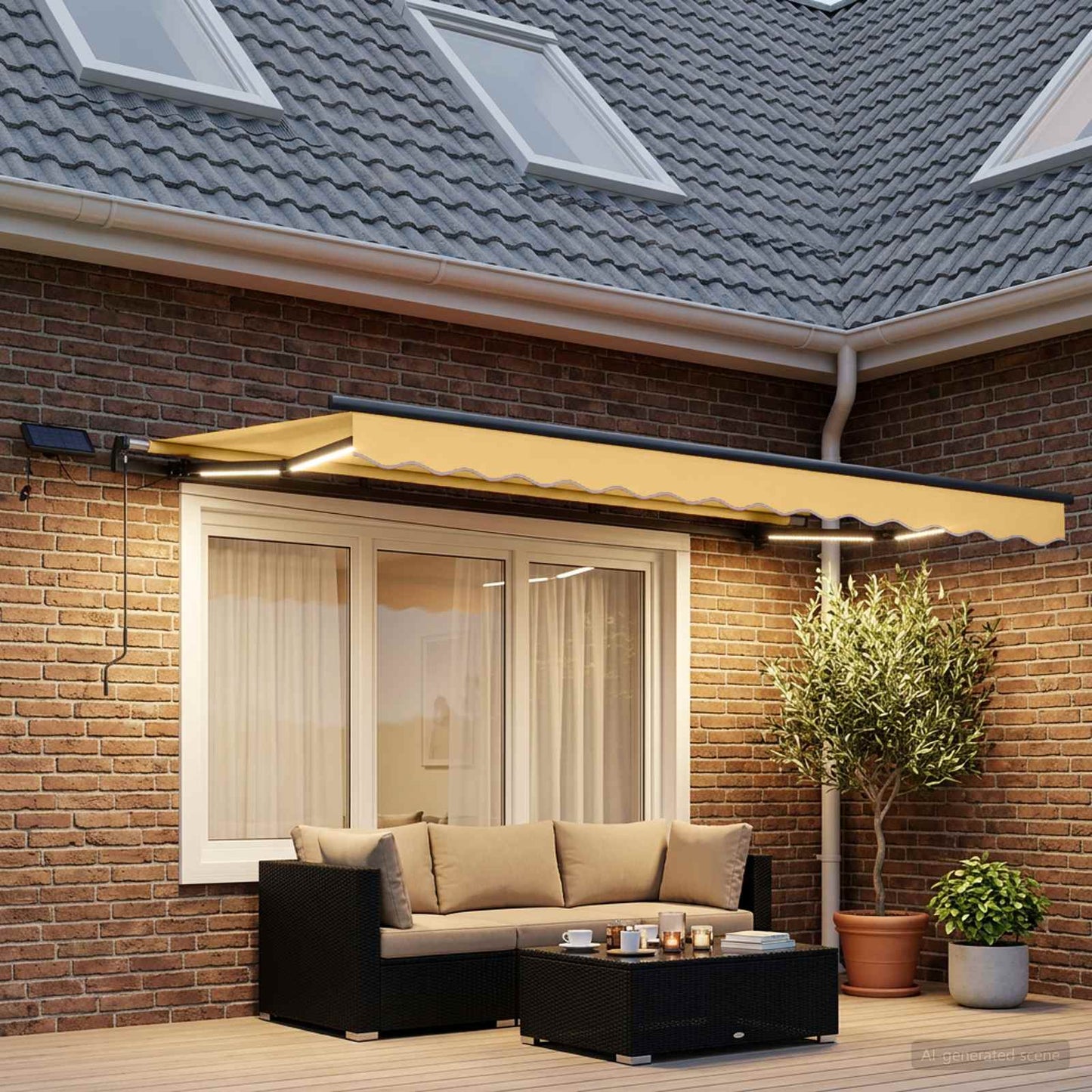 Retractable Awning Sand 400 x 350 cm Fabric and Aluminium
