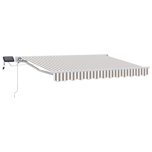 Manual Awning Frame with LEDs Light Grey and White 4 x 3.5 m