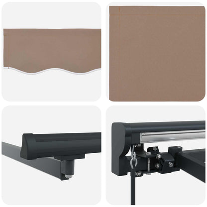 Manual Awning Frame with LEDs Taupe 4 x 3.5 m