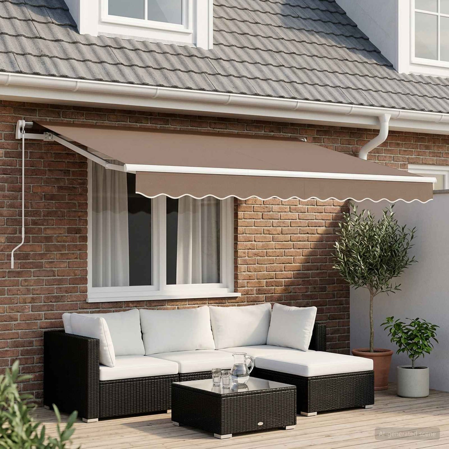 Retractable Awning Taupe 450 x 300 cm Polyester and Aluminium