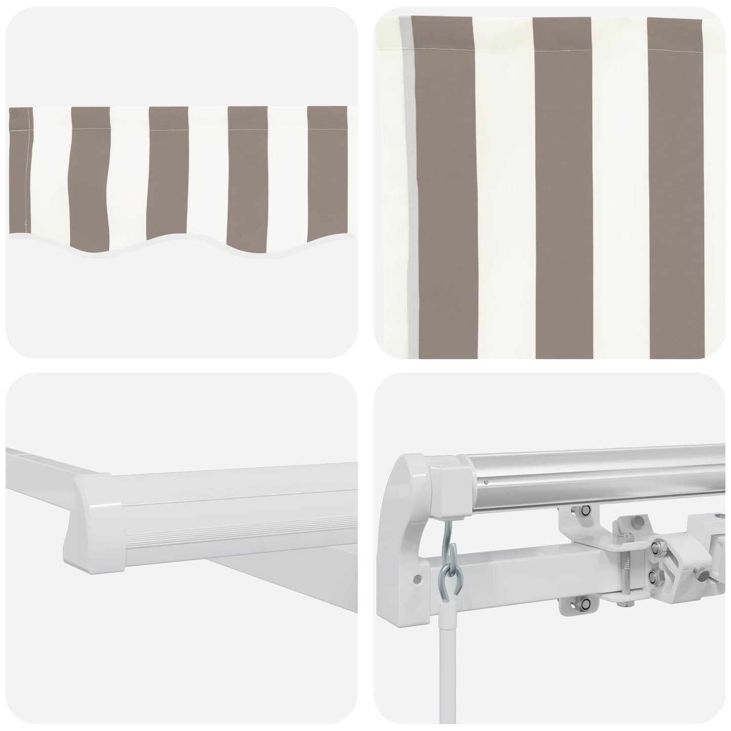Retractable Awning Light Grey and White 450 x 300 cm