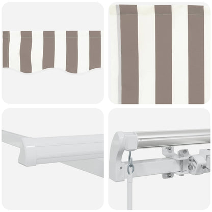 Retractable Awning Light Grey and White 450 x 300 cm