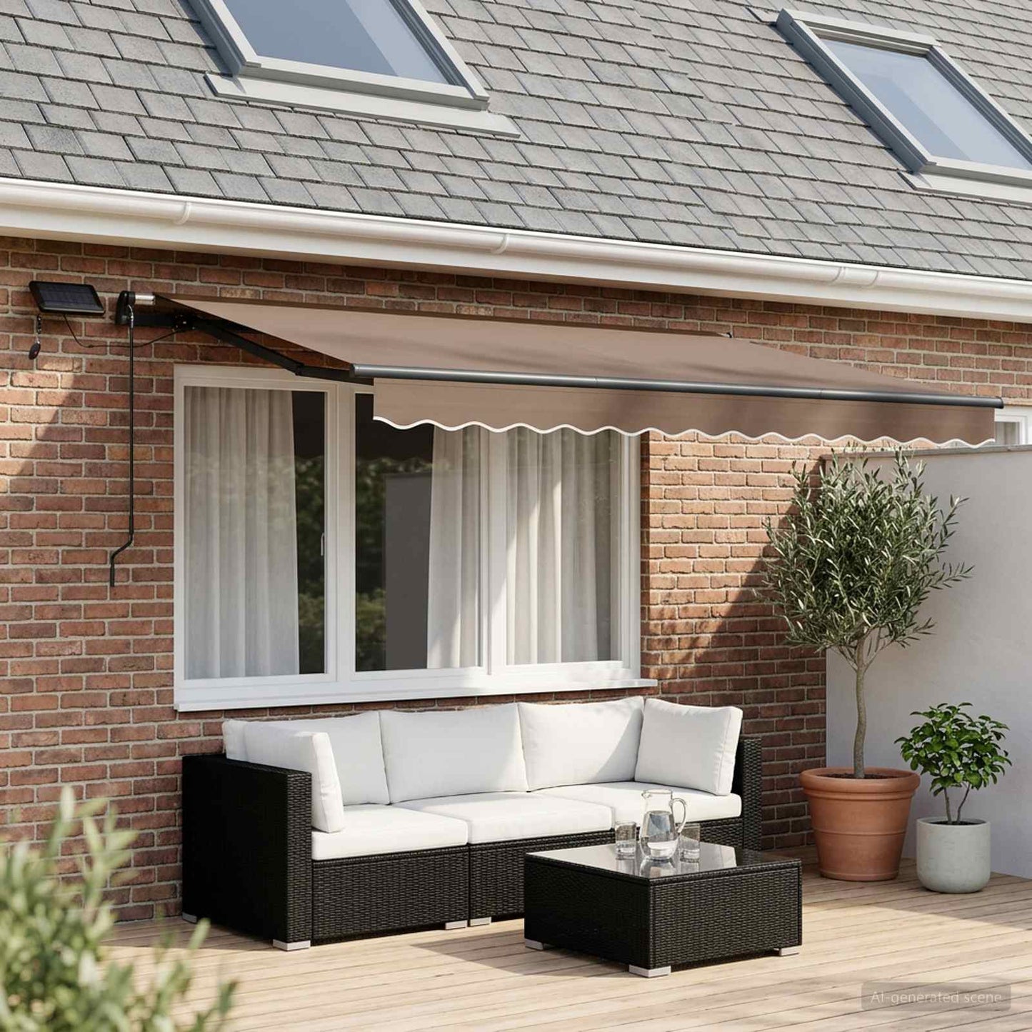 Retractable Awning Taupe 450 x 300 cm Fabric and Aluminium