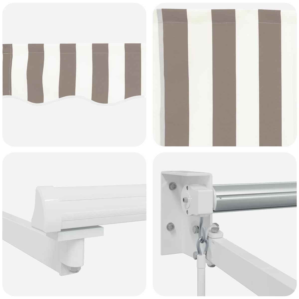 Manual Retractable Awning with LEDs Light Grey and White