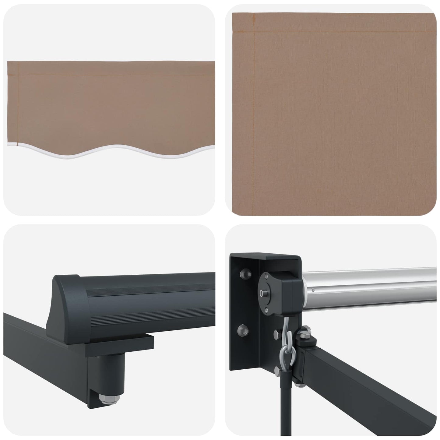 Manual Retractable Awning with LEDs Taupe