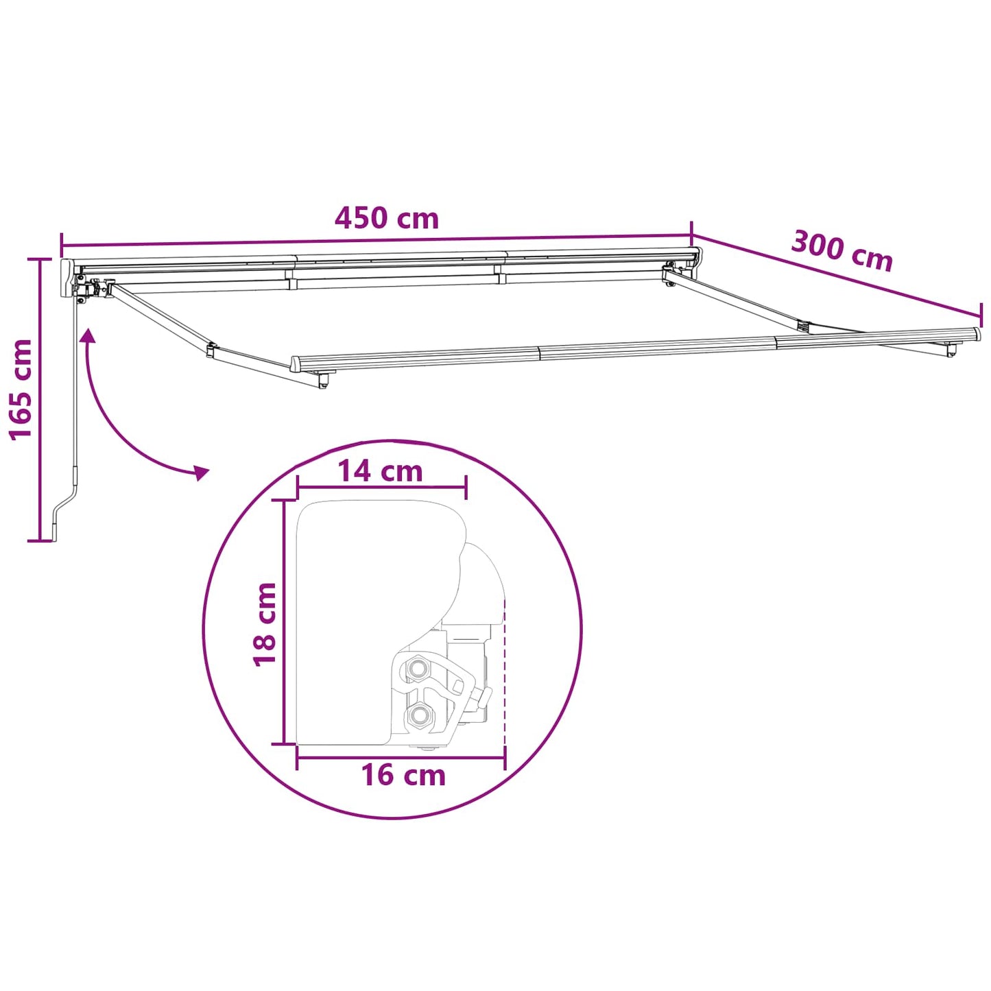 Manual Retractable Awning Sand 4.5 x 3 m