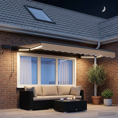 Manual Awning Frame with LEDs Taupe 4.5 x 3 m