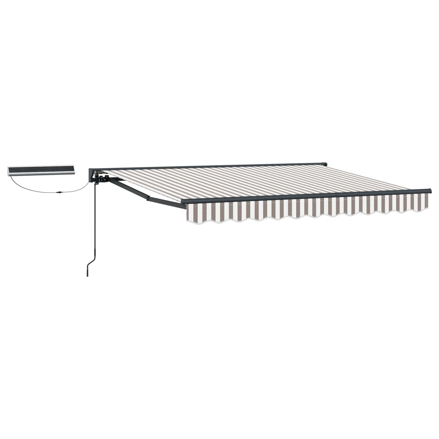 Electric Retractable Awning Light Grey and White 4.5 x 3 m
