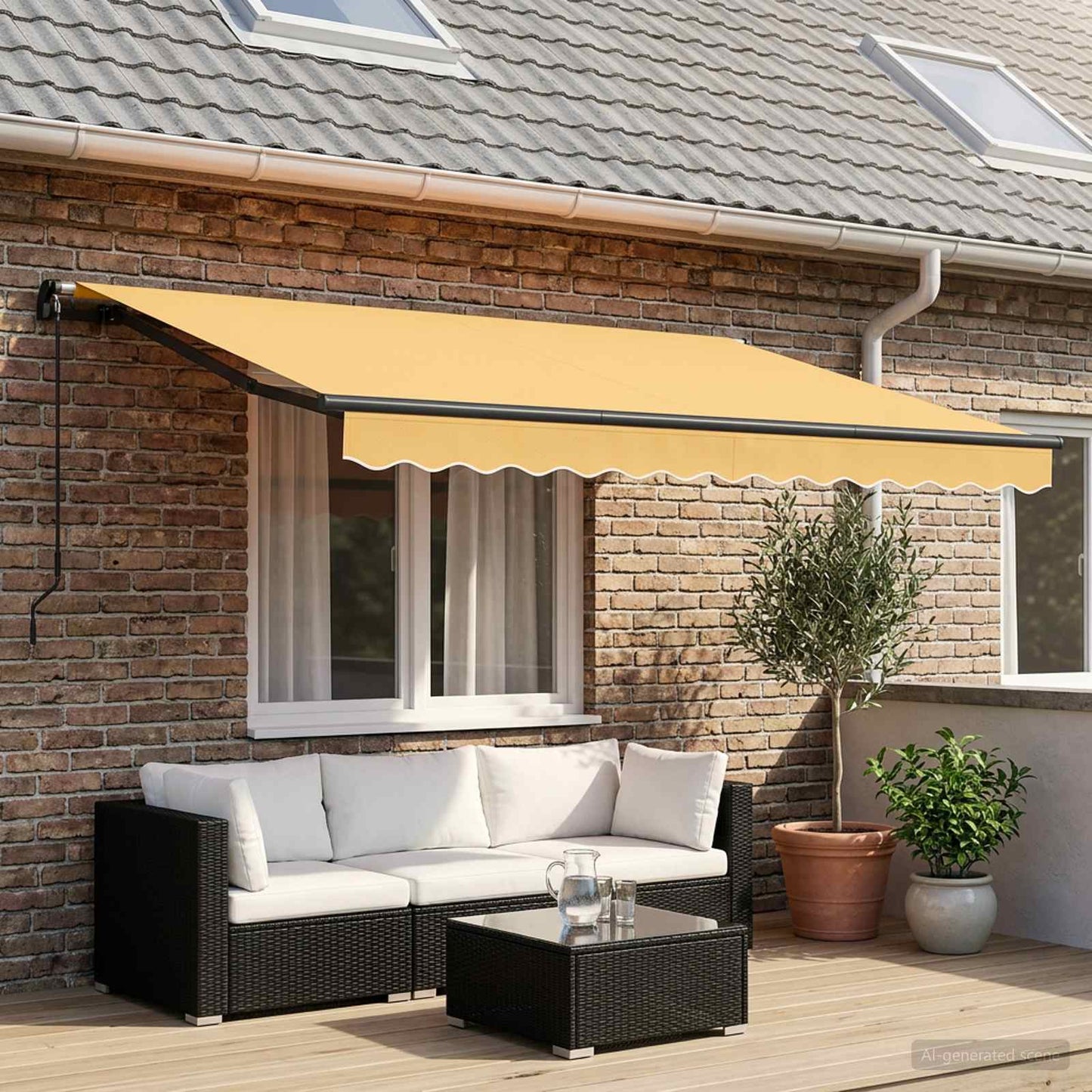 Retractable Awning Sand 450 x 350 cm Polyester and Aluminium