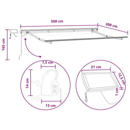 Retractable Awning Light Grey and White 500 x 300 cm