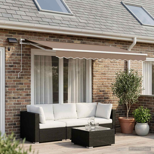 Retractable Awning Taupe 500 x 300 cm Fabric and Aluminium