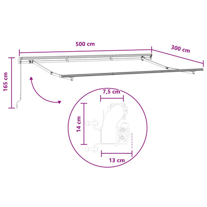 Retractable Awning Light Grey and White 500 x 300 cm