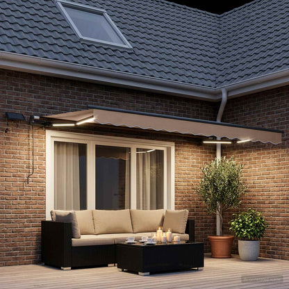 Retractable Awning Taupe 500 x 300 cm Fabric and Aluminium