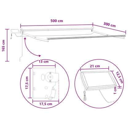 Manual Retractable Awning with LEDs Light Grey and White