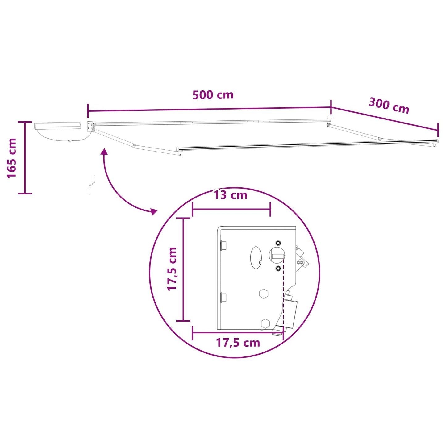 Electric Retractable Awning Light Grey and White
