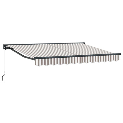 Retractable Awning Light Grey and White 5 x 3 m
