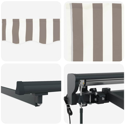 Electric Retractable Awning Light Grey and White 5 x 3 m