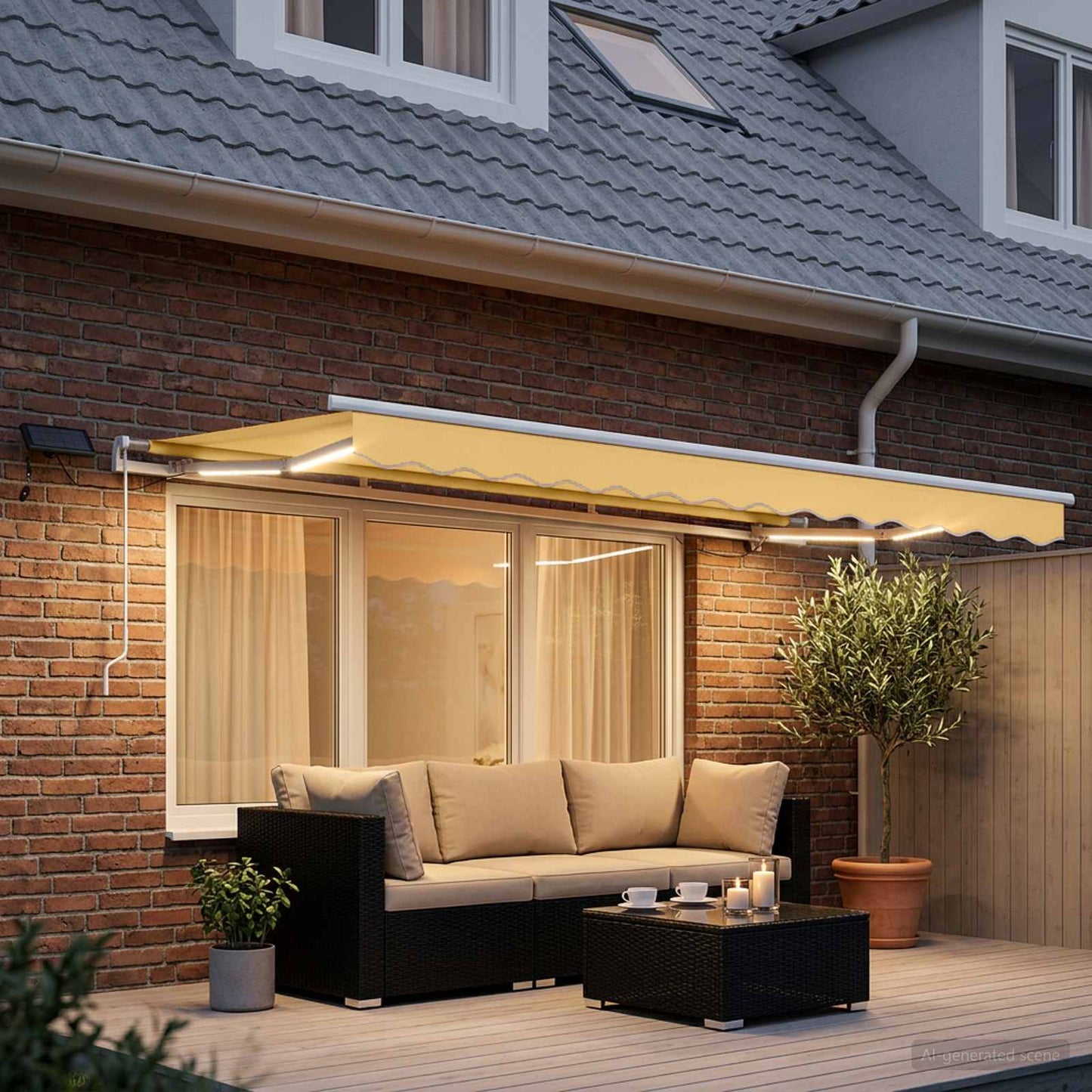 Retractable Awning Sand 500 x 350 cm Fabric and Aluminium