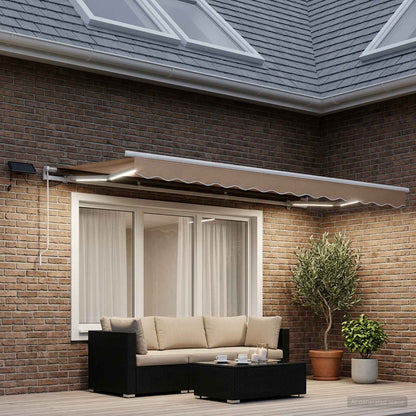 Retractable Awning Taupe 500 x 350 cm Fabric and Aluminium
