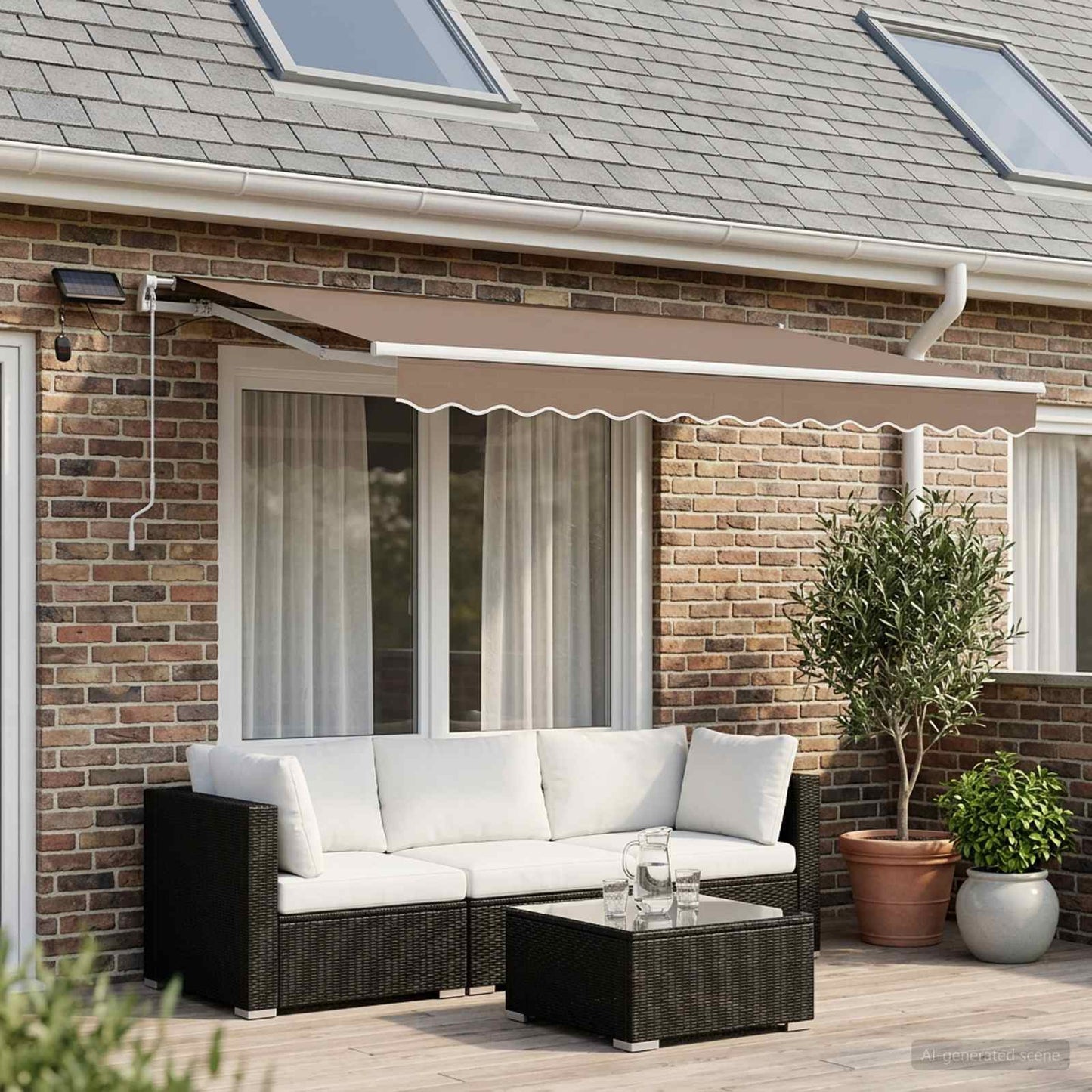 Retractable Awning Taupe 500 x 350 cm Fabric and Aluminium